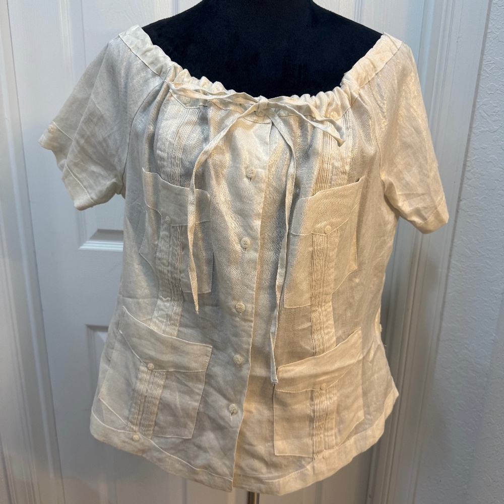 J.M.P. 100% Linen Vintage Top, 2X